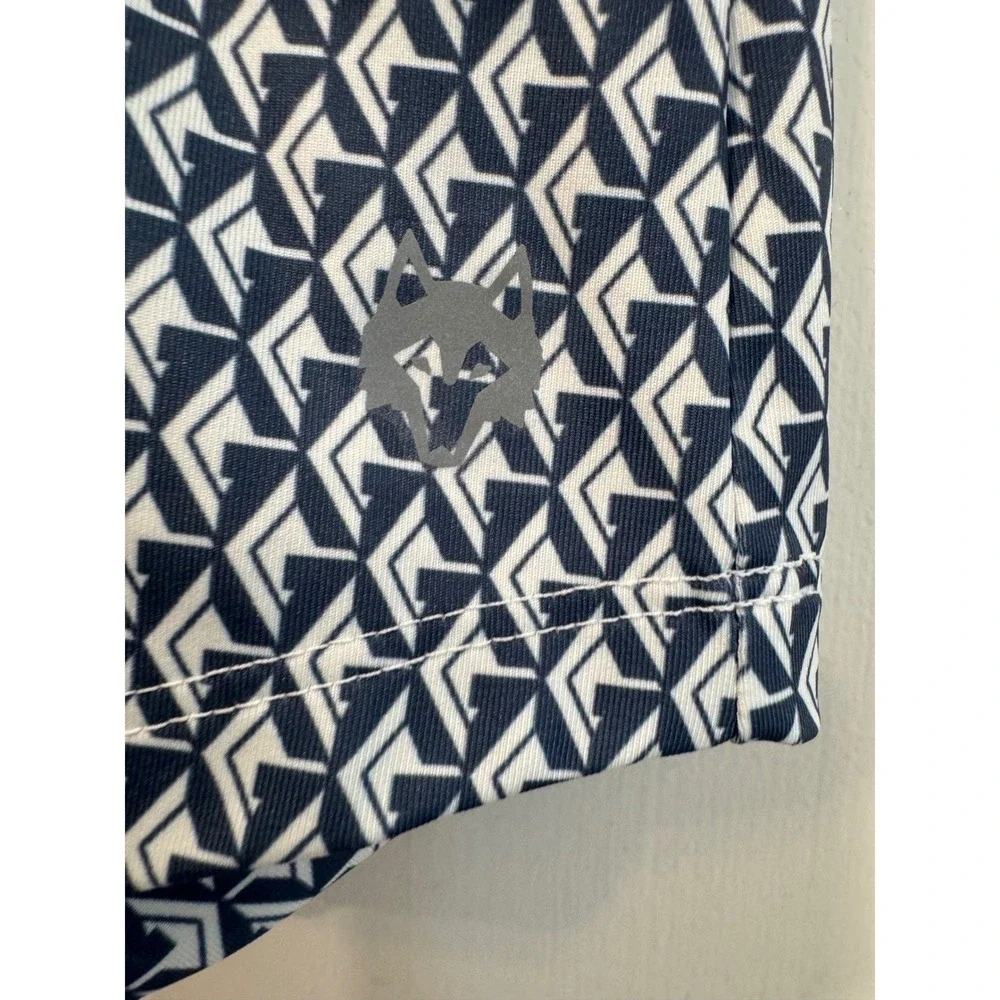 GREYSON Women's Golf Polo Shirt Size S Blue Geometric Print Short Sleeve - Picture 2 of 9